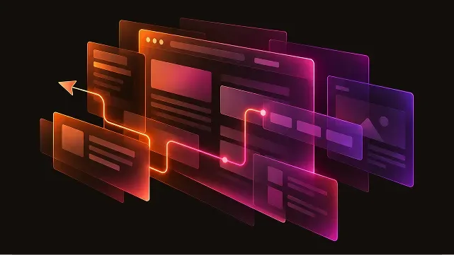Illustration of connected website pages and navigation, highlighting signs you need a new website.