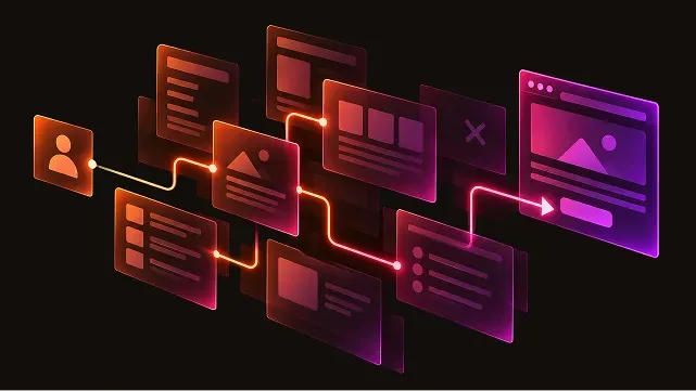 Illustration of disconnected website content and a path to an inquiry form.