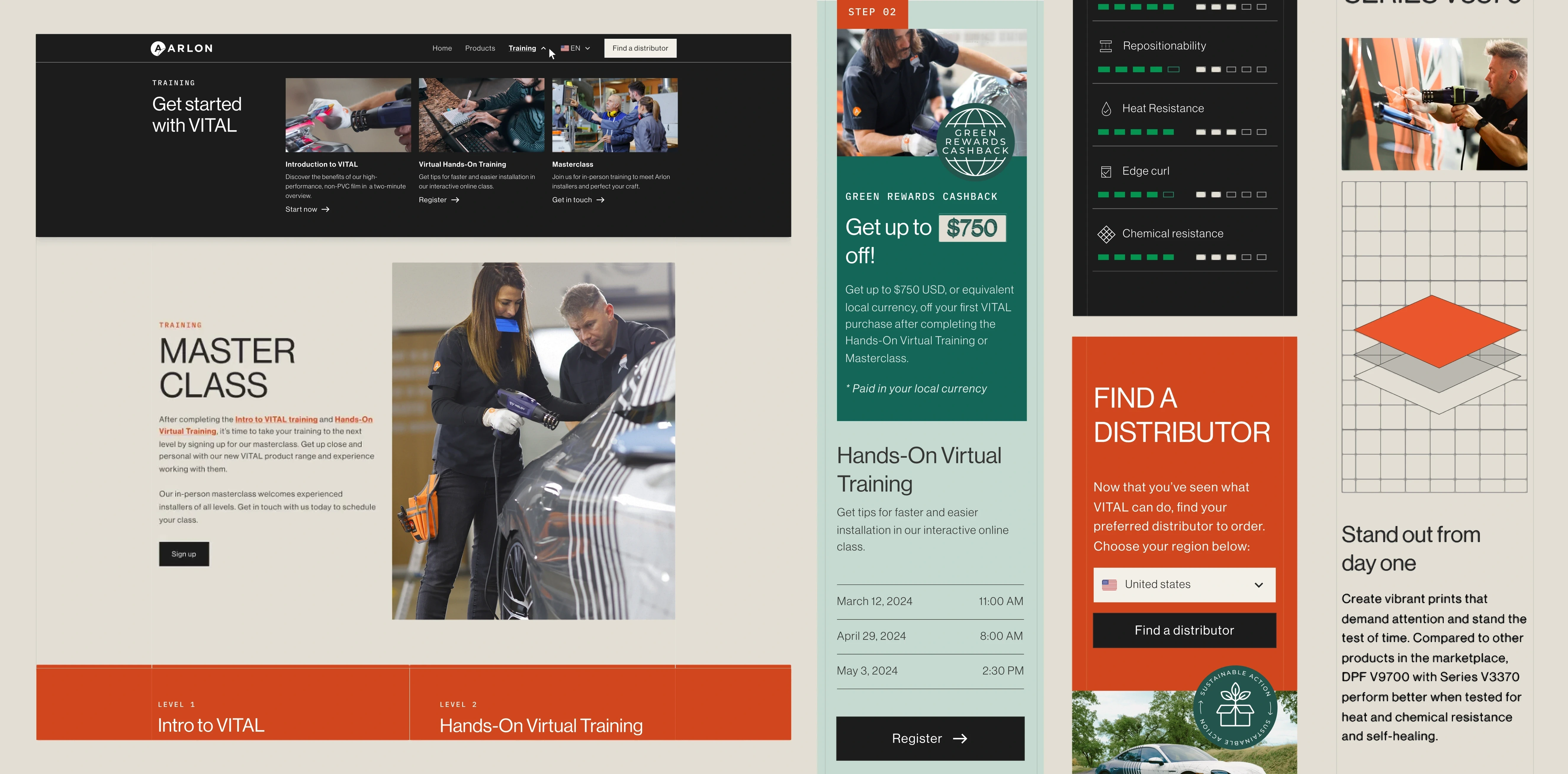 A modern website page for Arlon’s VITAL training program