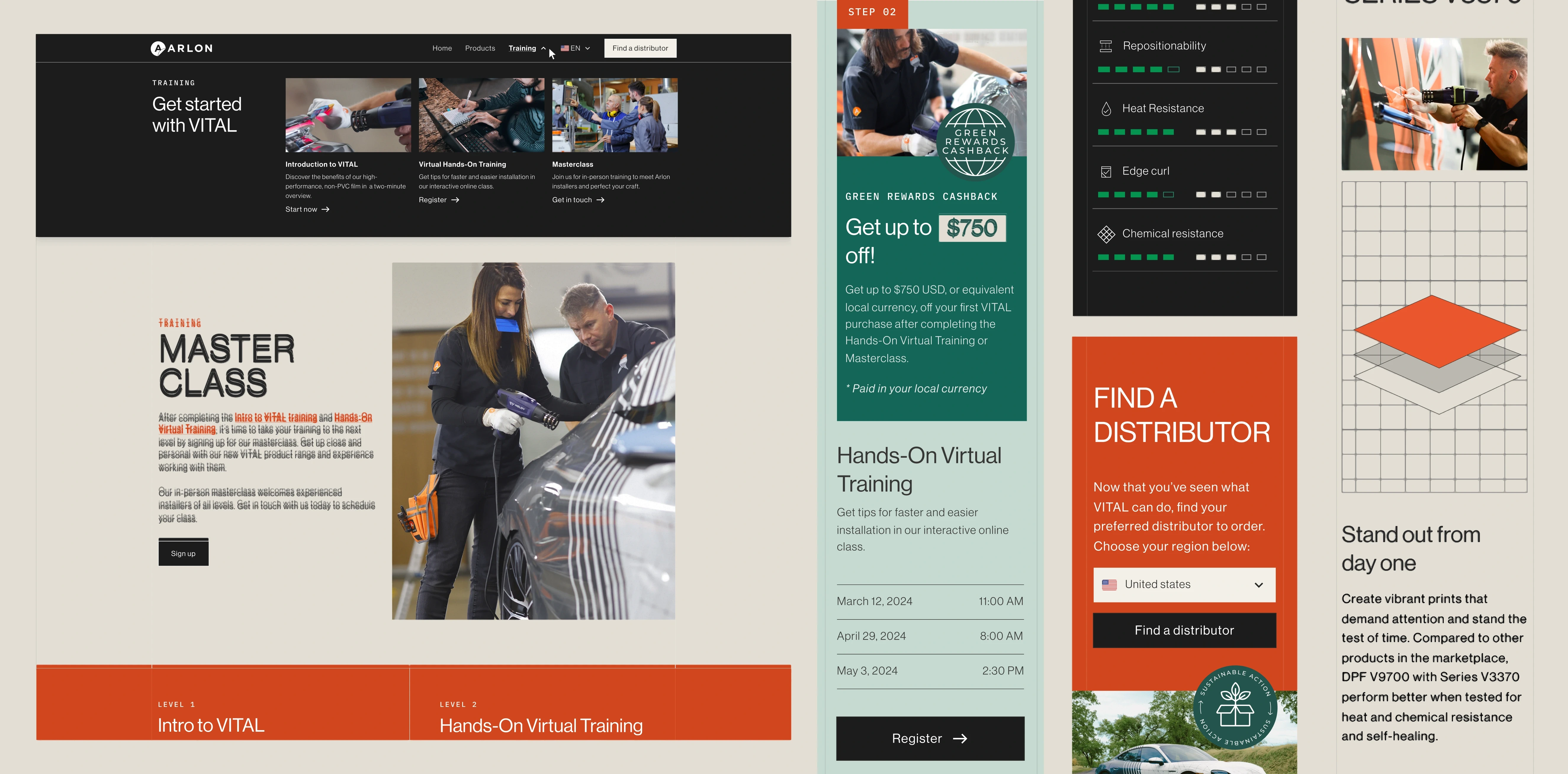 A modern website page for Arlon’s VITAL training program