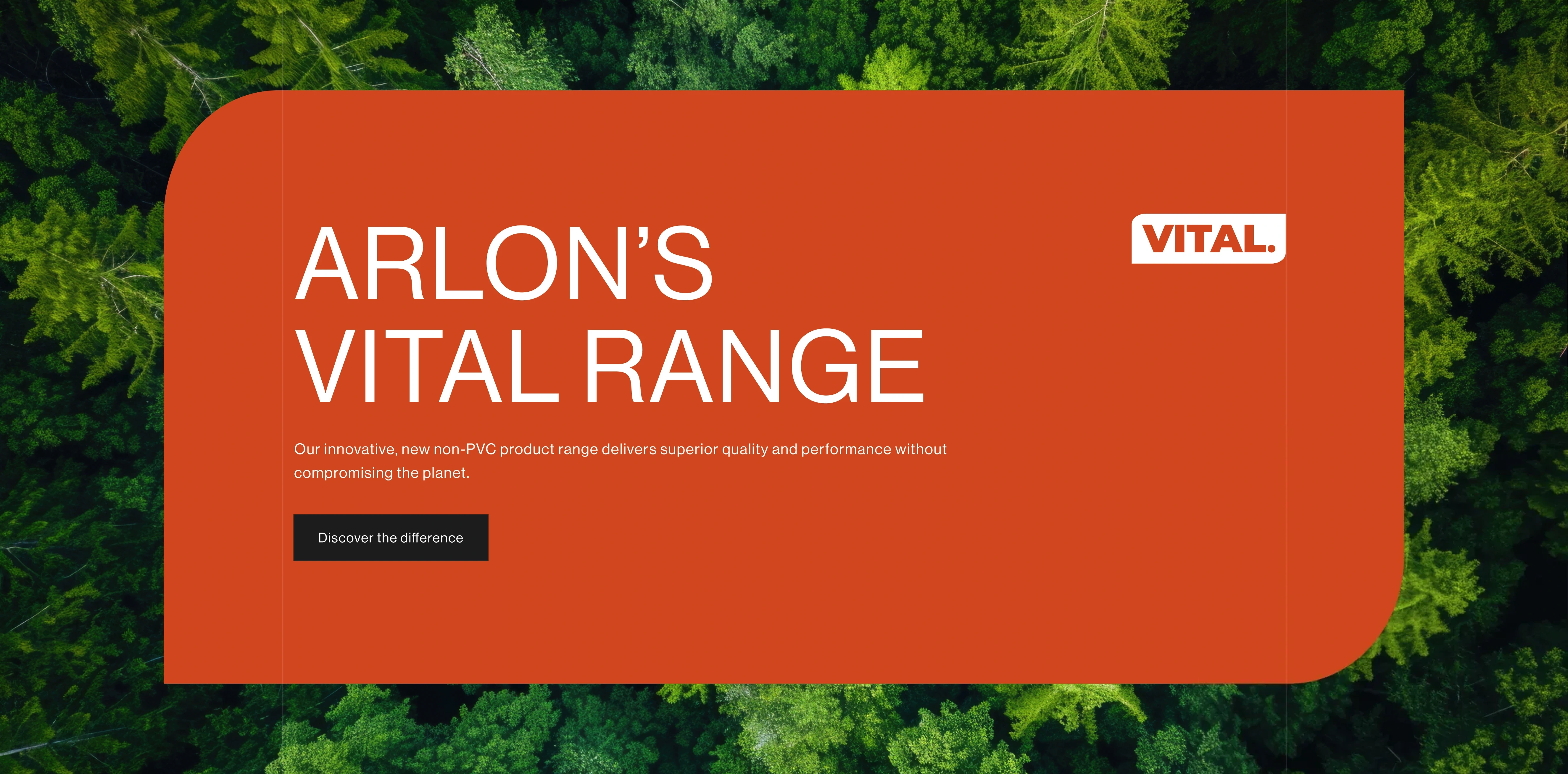 A website hero section for Arlon’s VITAL range