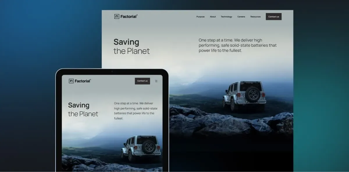 Factorial Energy project by 500 Designs: Brand Strategy, Brand Identity, UI/UX Design, Web Development