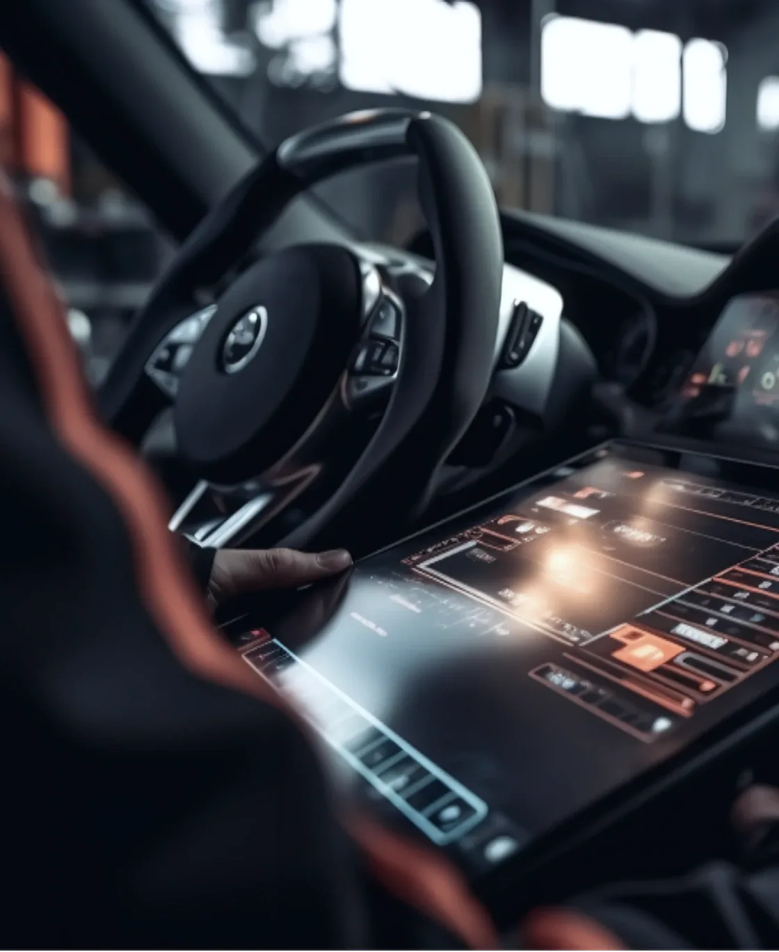 Driver using a car’s touchscreen dashboard