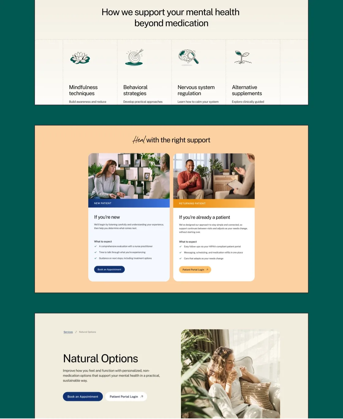 Nu Leaf pages about mental health support beyond medication and natural options