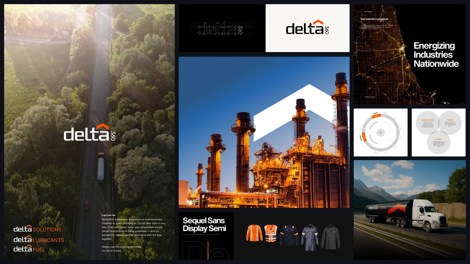 Delta360 brand identity system designed by 500 Designs