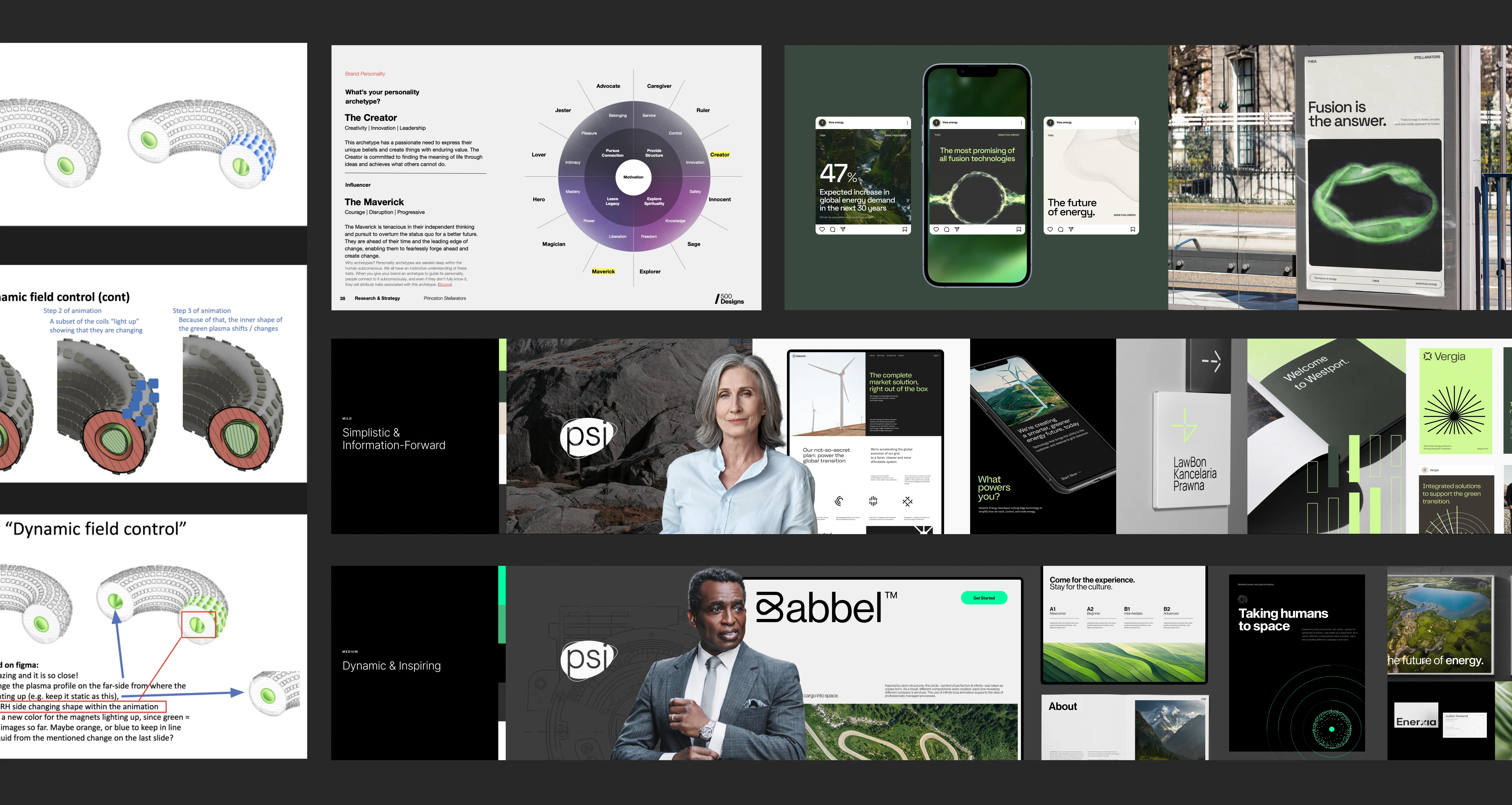 Digital design collage of apps, websites, and brand visuals
