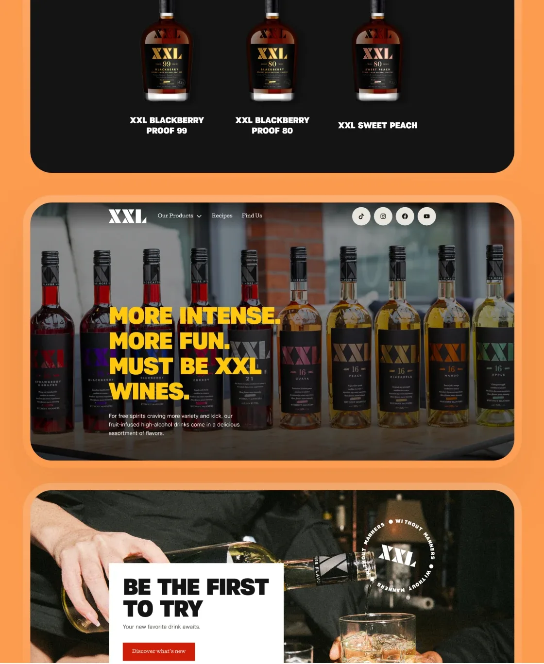 XXL pages: “More intense. More fun. Must be XXL wines.” and “Be the first to try”