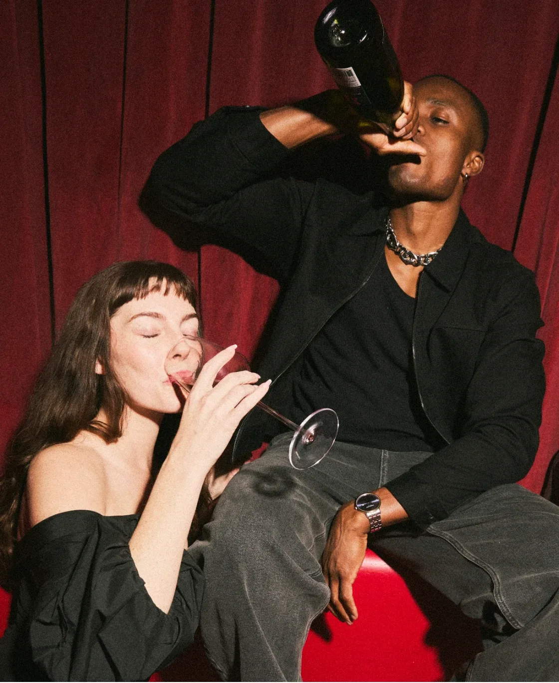 Friends drinking XXL at a party
